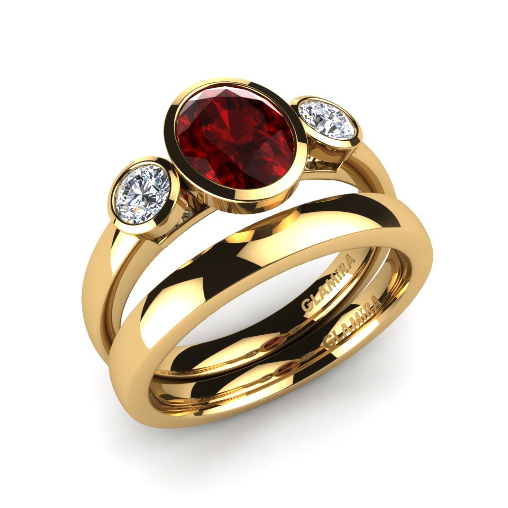 18ct Yellow Gold Ruby Bridal Set Exquisite