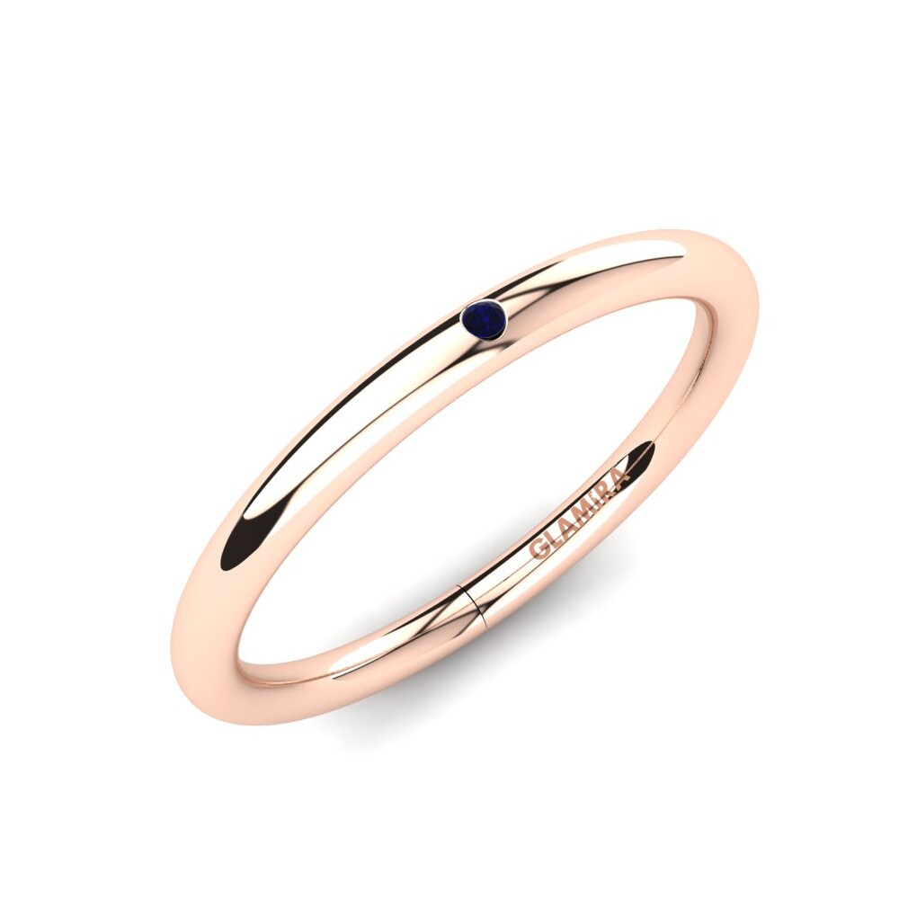 14k Oro Rosa Circonita Azul Oscuro Anillo Obelia