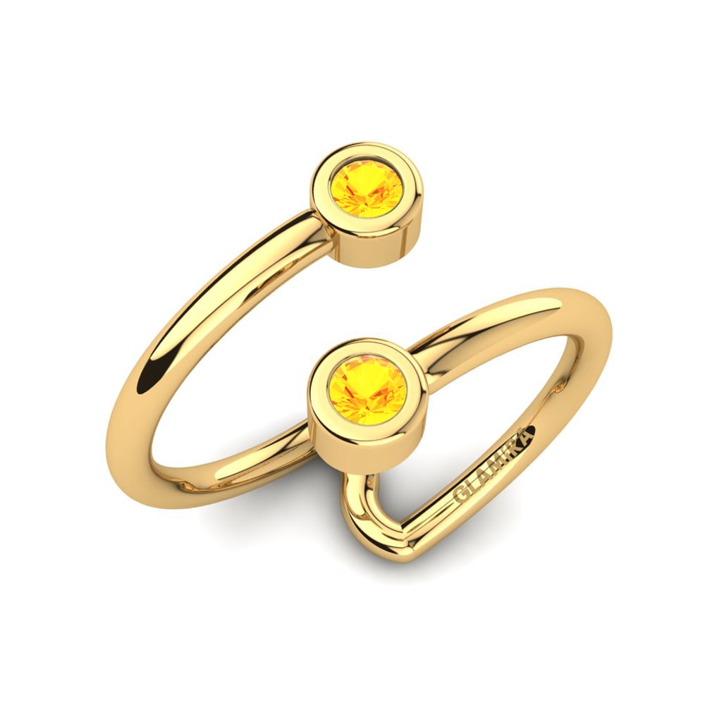 14k Yellow Gold Citrine Knuckle Ring Odile