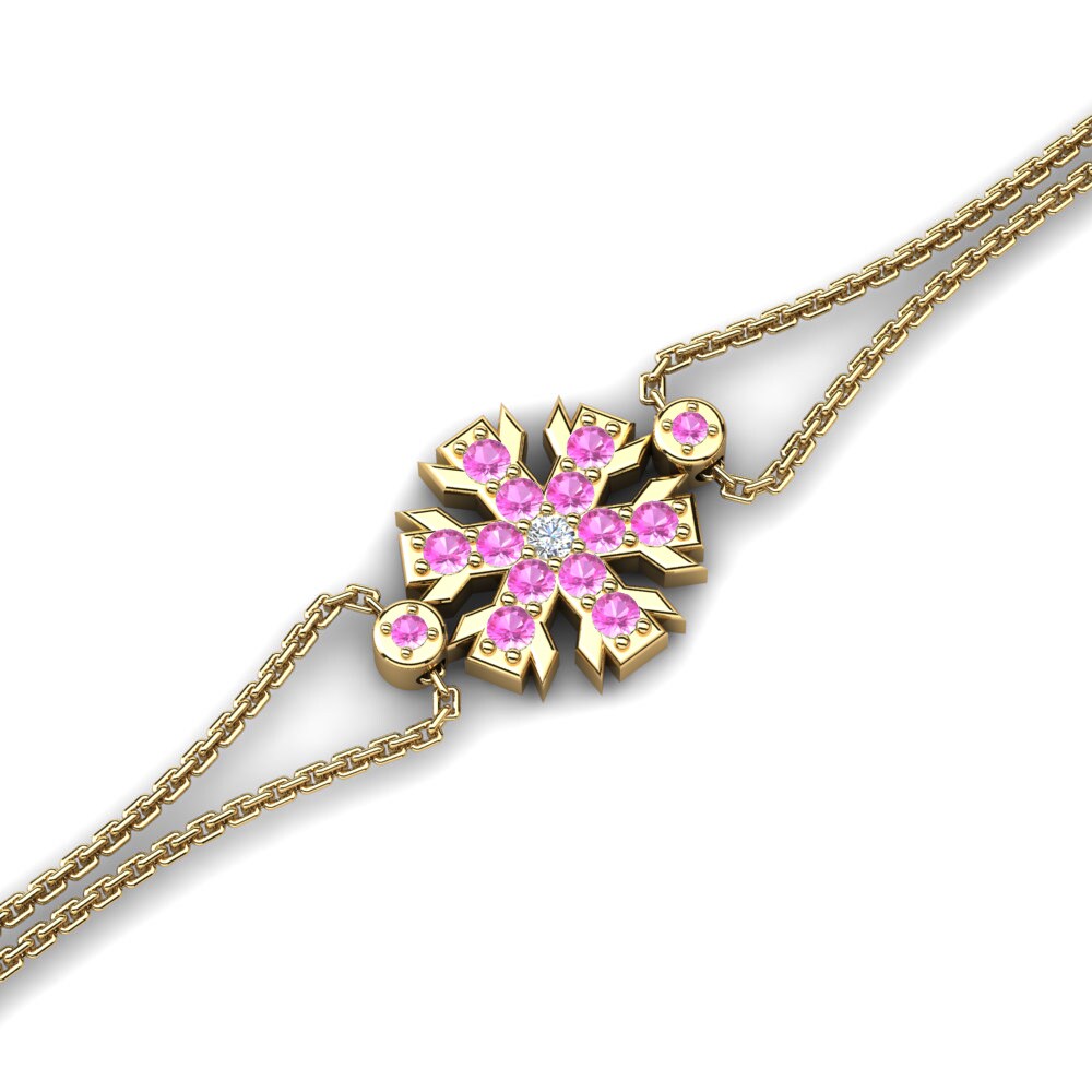 14ct Yellow Gold Pink Tourmaline Women's Bracelet Olchania