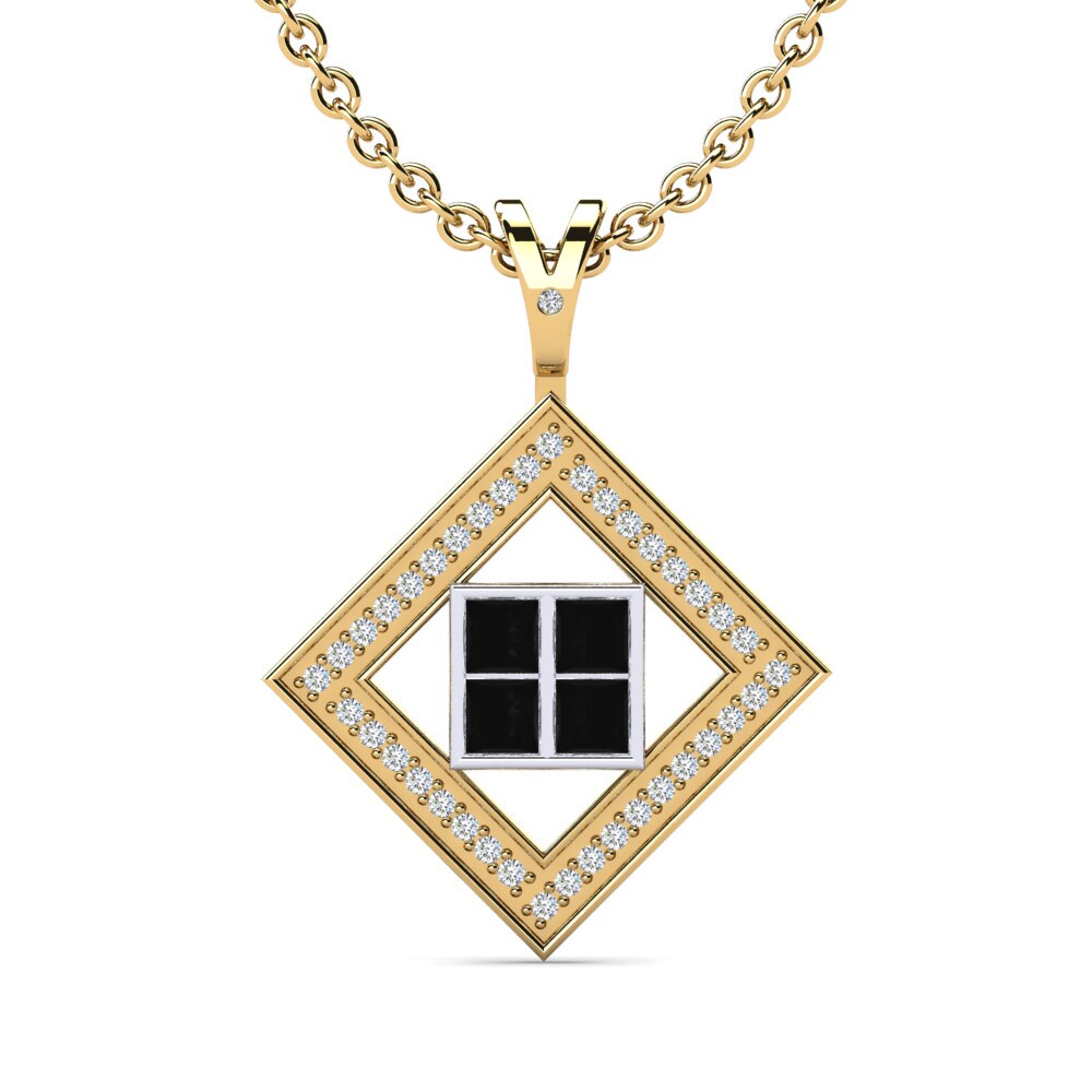 9k Oro Amarillo & Blanco Diamante Negro Colgante de Mujer Oriela