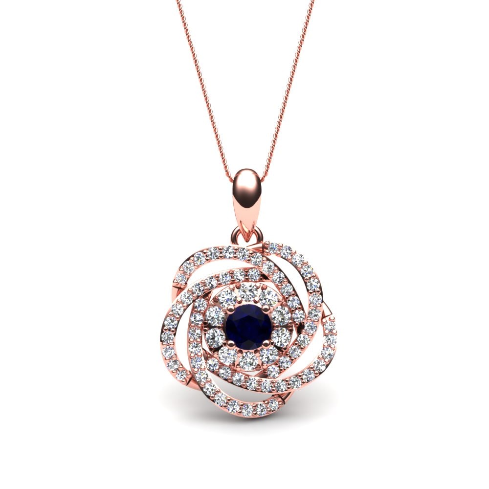Vàng Hồng 9K Đá Zirconia Xanh Lam Dây chuyền nữ Bertha