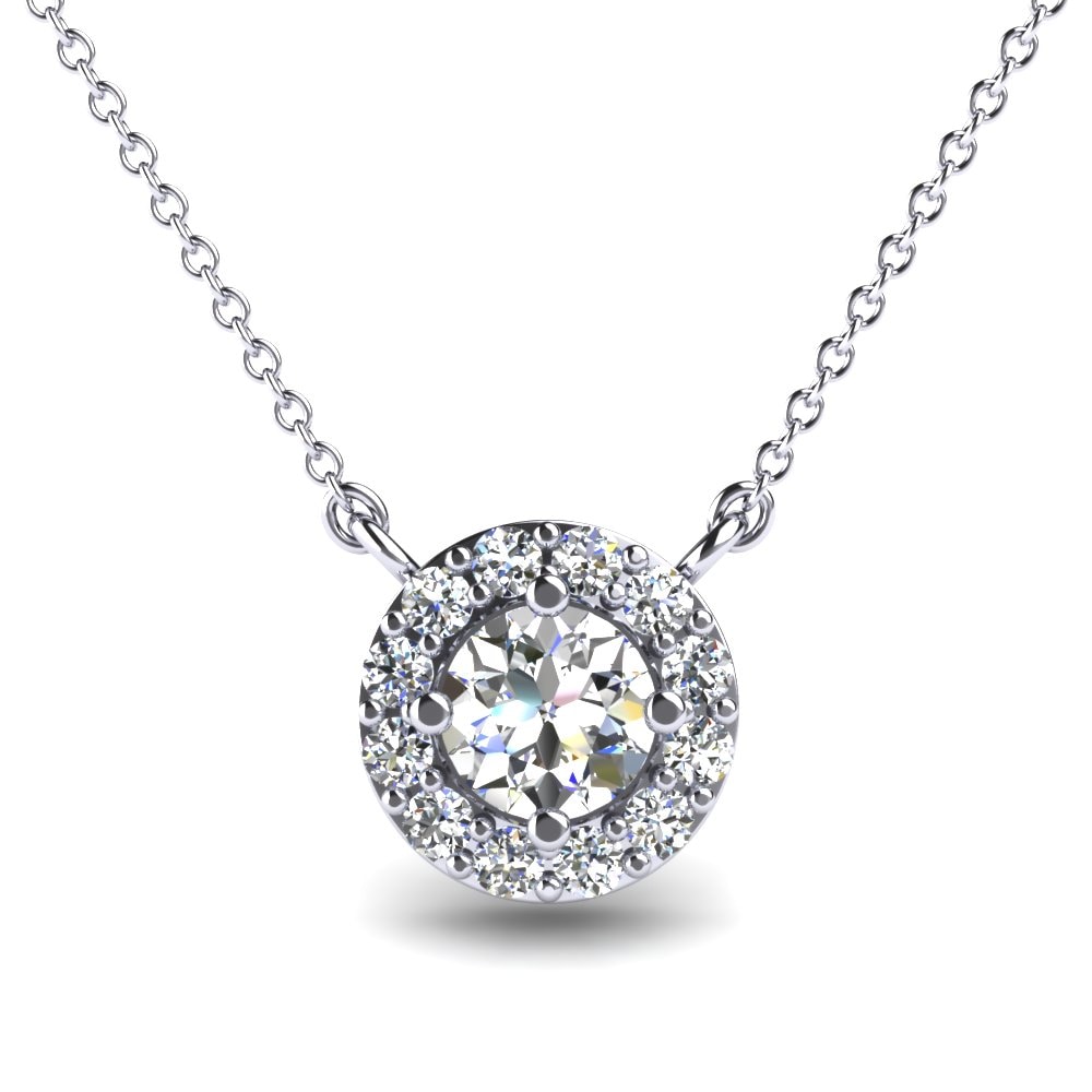 Halo Necklaces GLAMIRA Henna 585 White Gold Diamond