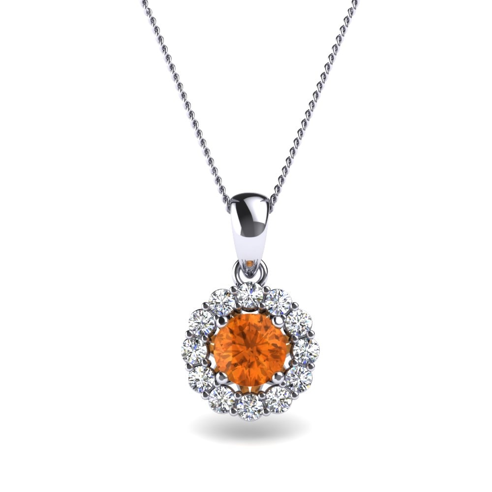 9k White Gold Citrine Women's Pendant Edna