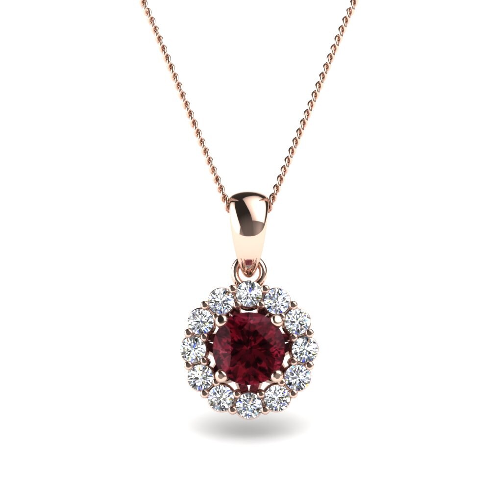 Or rose 14k Grenat Collier pour femme Edna