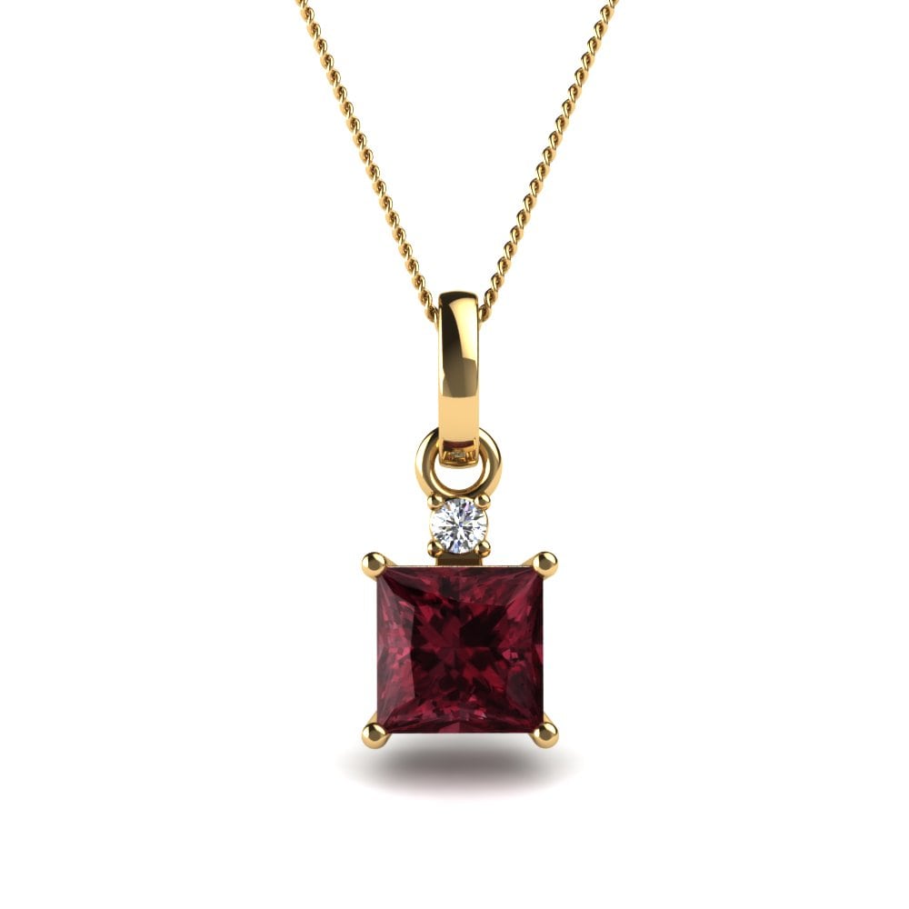Gelbgold 375 Granat Damen halskette Jacy