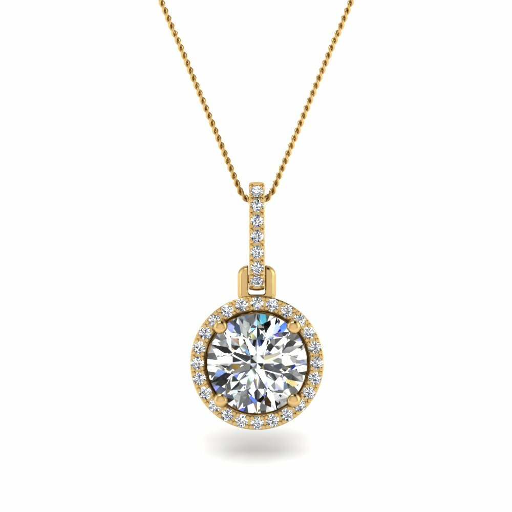 Halo Necklaces GLAMIRA Pendant Lesley 585 Yellow Gold Diamond