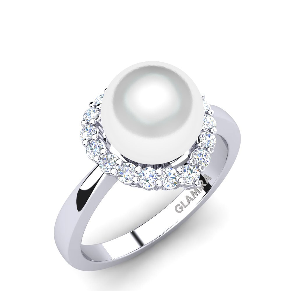 Pearl Rings Aleece Ø8 Mm 585 White Gold Diamond