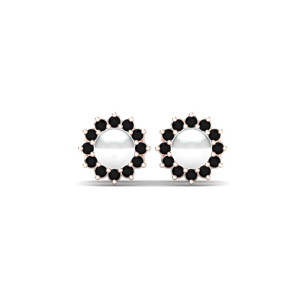 Rotgold 375 Schwarzer Onyx Damen ohrring Blanch Ø4 mm
