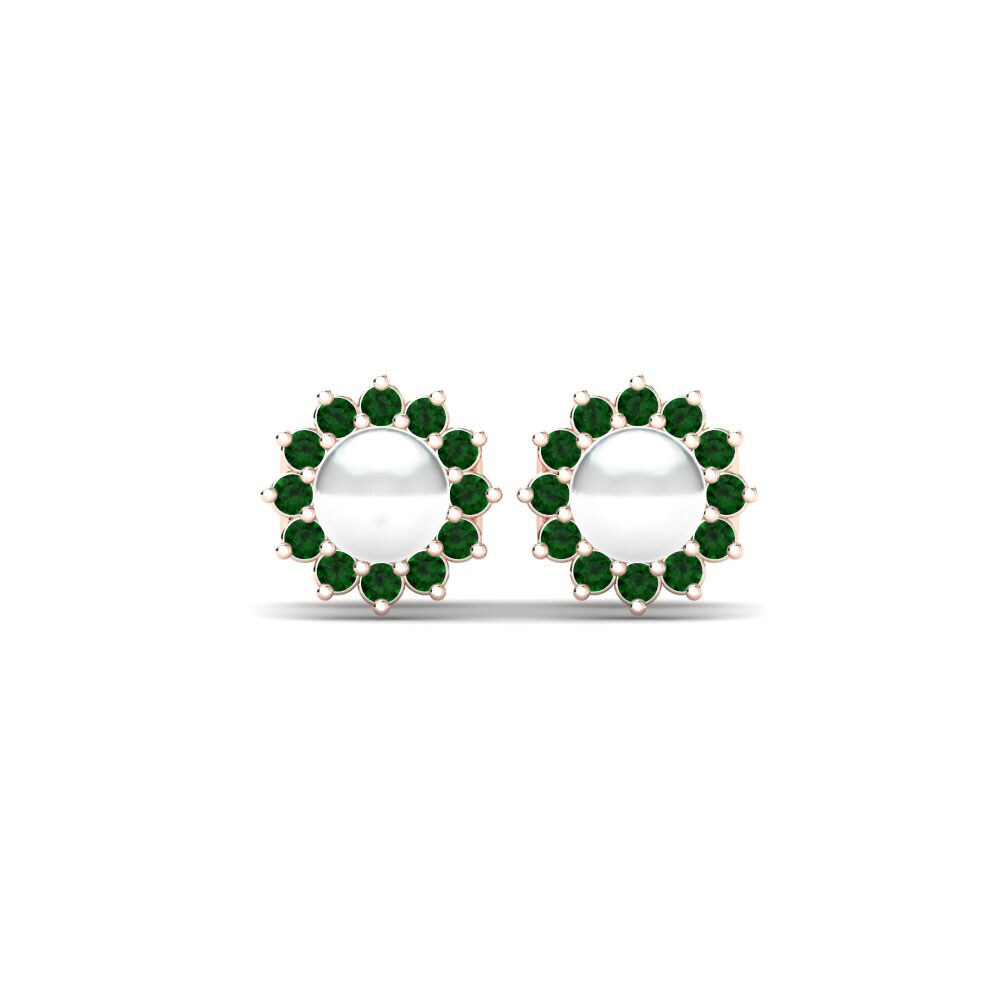 Rotgold 585 Grüner Zirkonia Damen ohrring Blanch Ø4 mm