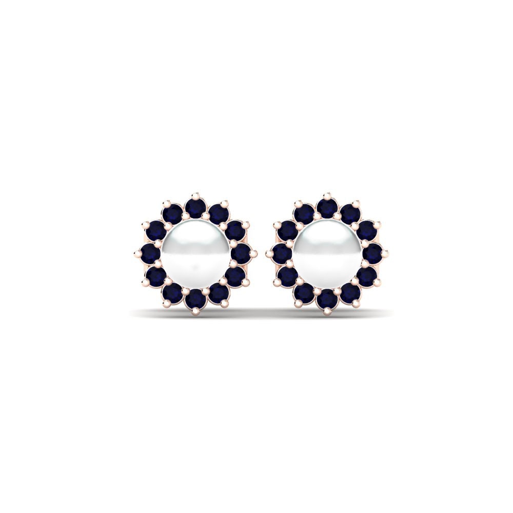 Rotgold 750 Dunkelblauer Zirkonia Damen ohrring Blanch Ø4 mm