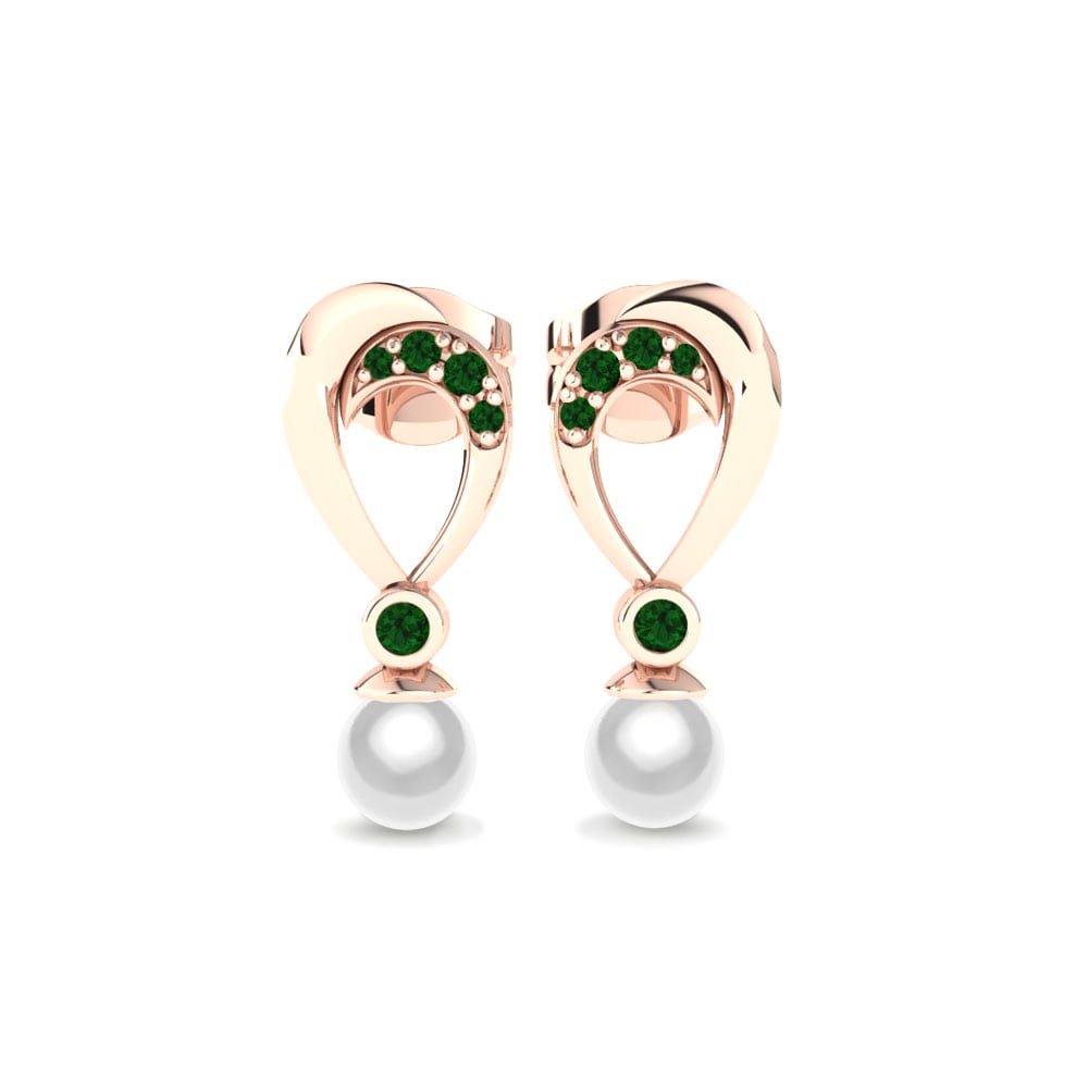 Rotgold 585 Grüner Zirkonia Damen ohrring Candace Ø4 mm