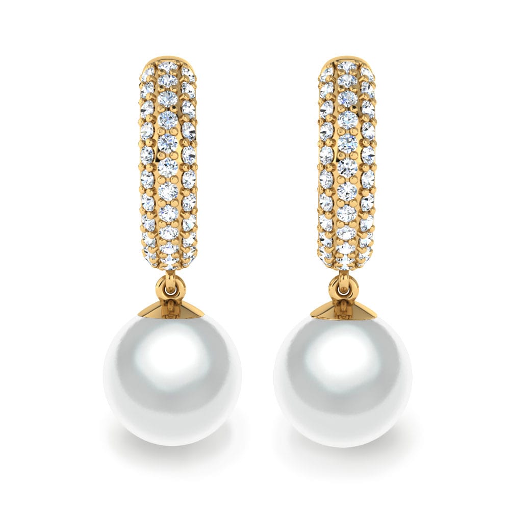 Pearl Pearl Earrings Riva Ø10 Mm 585 Yellow Gold Diamond