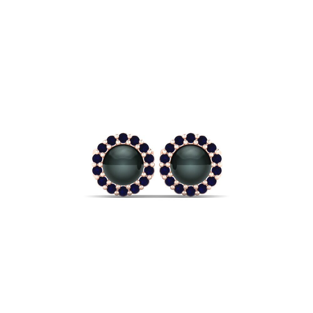 Rotgold 750 Dunkelblauer Zirkonia Damen ohrring Marina