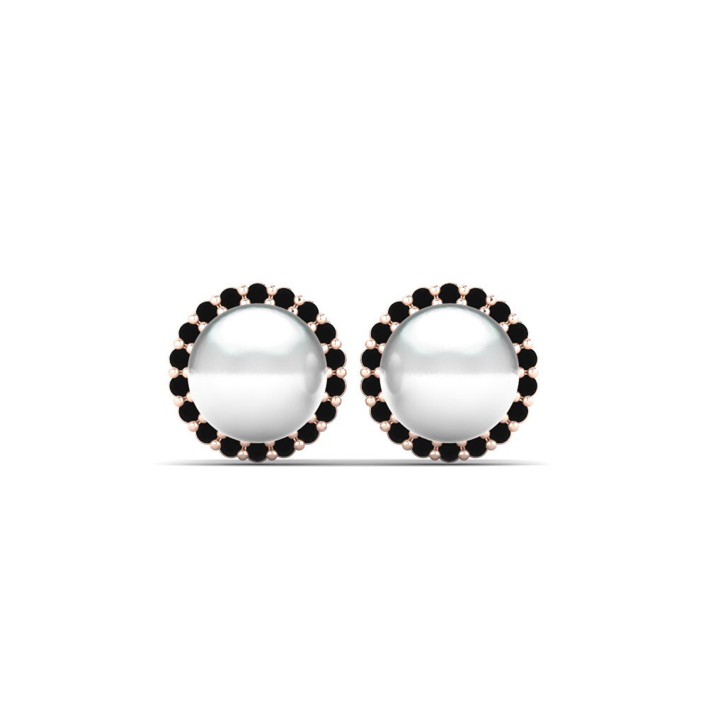 Rotgold 375 Schwarzer Onyx Damen ohrring Marina Ø6 mm