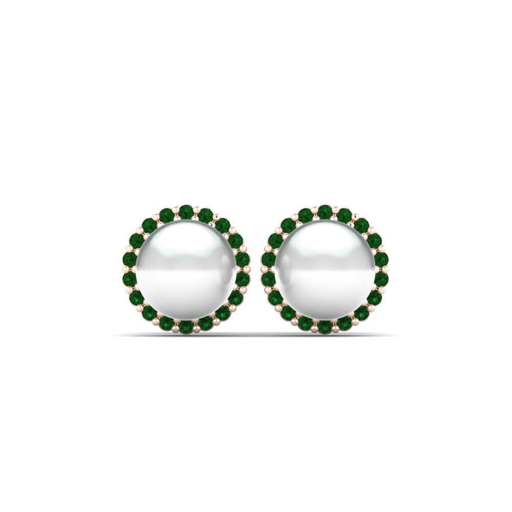 Rotgold 585 Grüner Zirkonia Damen ohrring Marina Ø6 mm