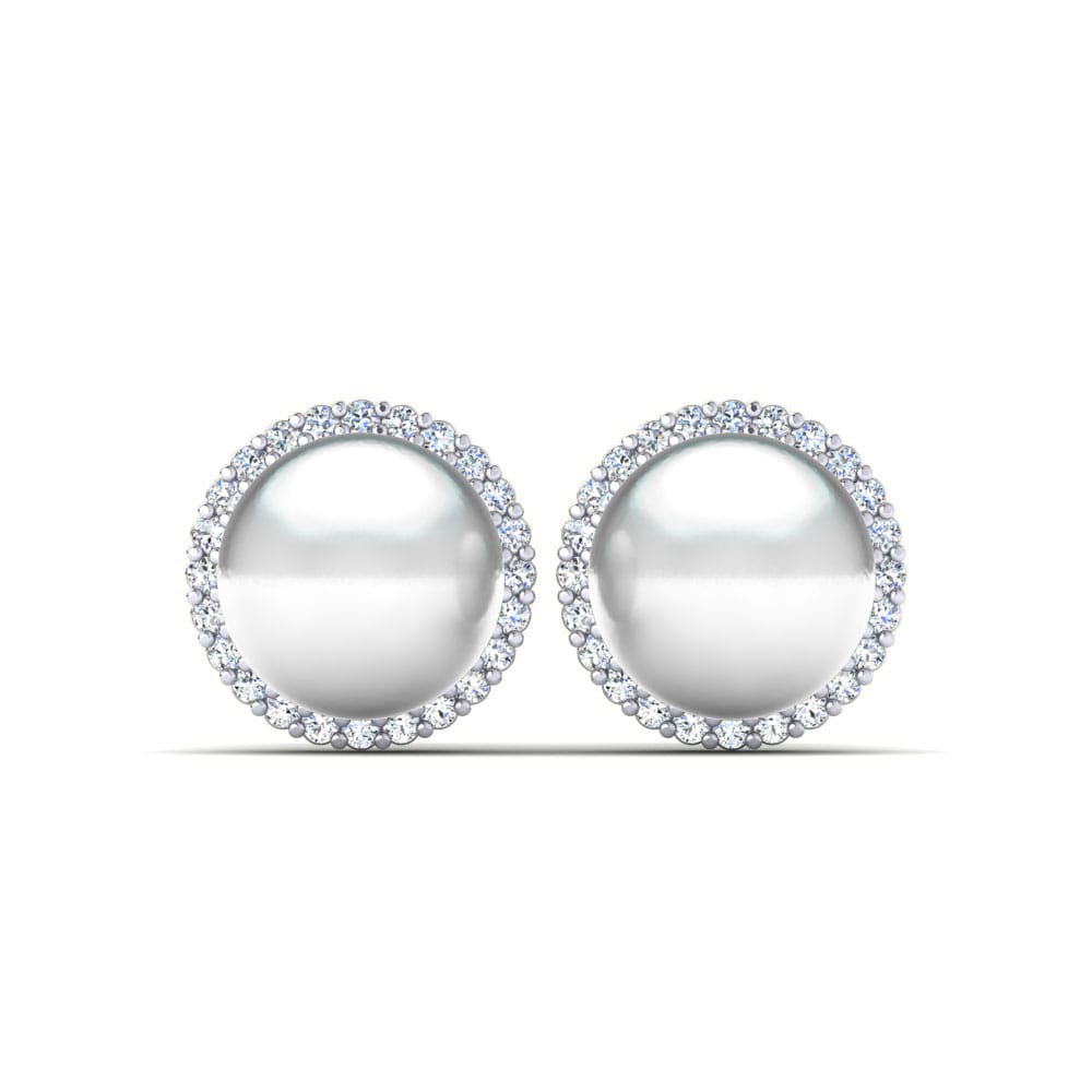 Pendiente de mujer Marina Ø8 mm Diamante Perlas