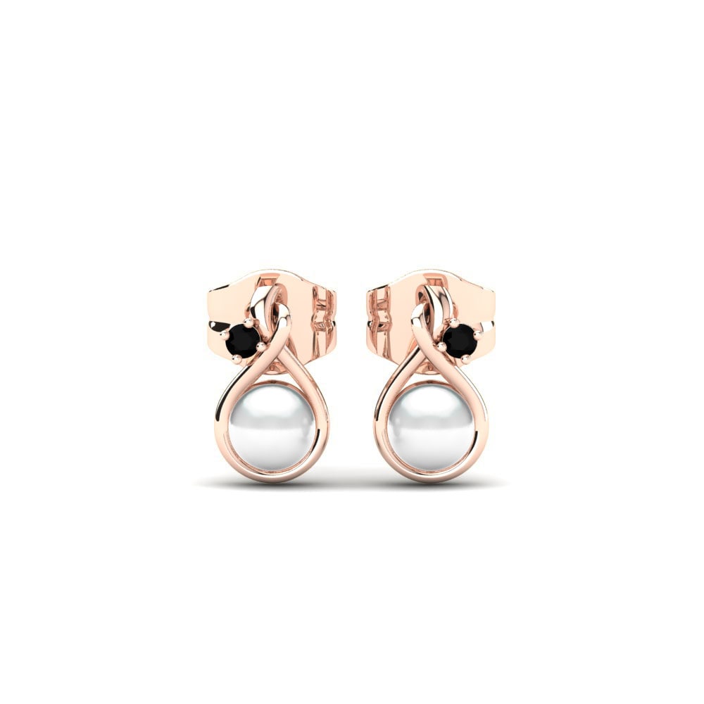 Rotgold 375 Schwarzer Onyx Damen ohrring Ginny Ø4 mm