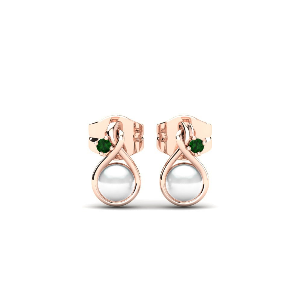 Rotgold 585 Grüner Zirkonia Damen ohrring Ginny Ø4 mm