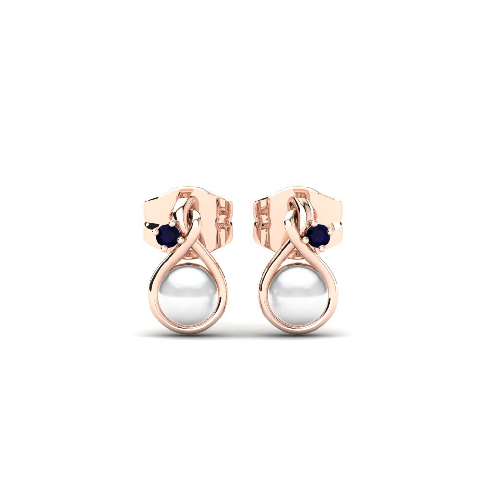 Rotgold 750 Dunkelblauer Zirkonia Damen ohrring Ginny Ø4 mm