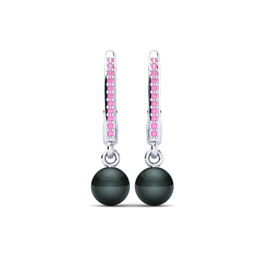 Pink Tourmaline 950 Palladium Women's Earring Cateline Ø6 mm