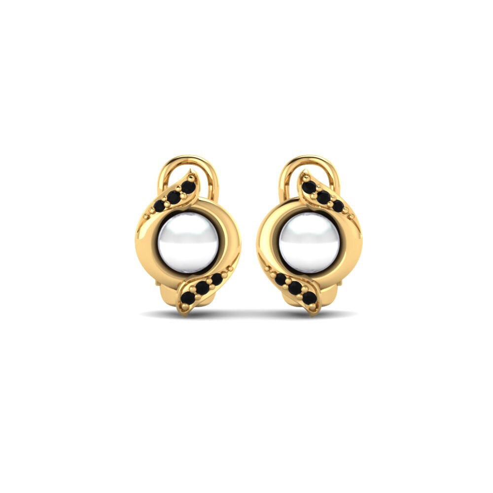 Gelbgold 375 Schwarzer Diamant Damen ohrring Majori Ø4 mm