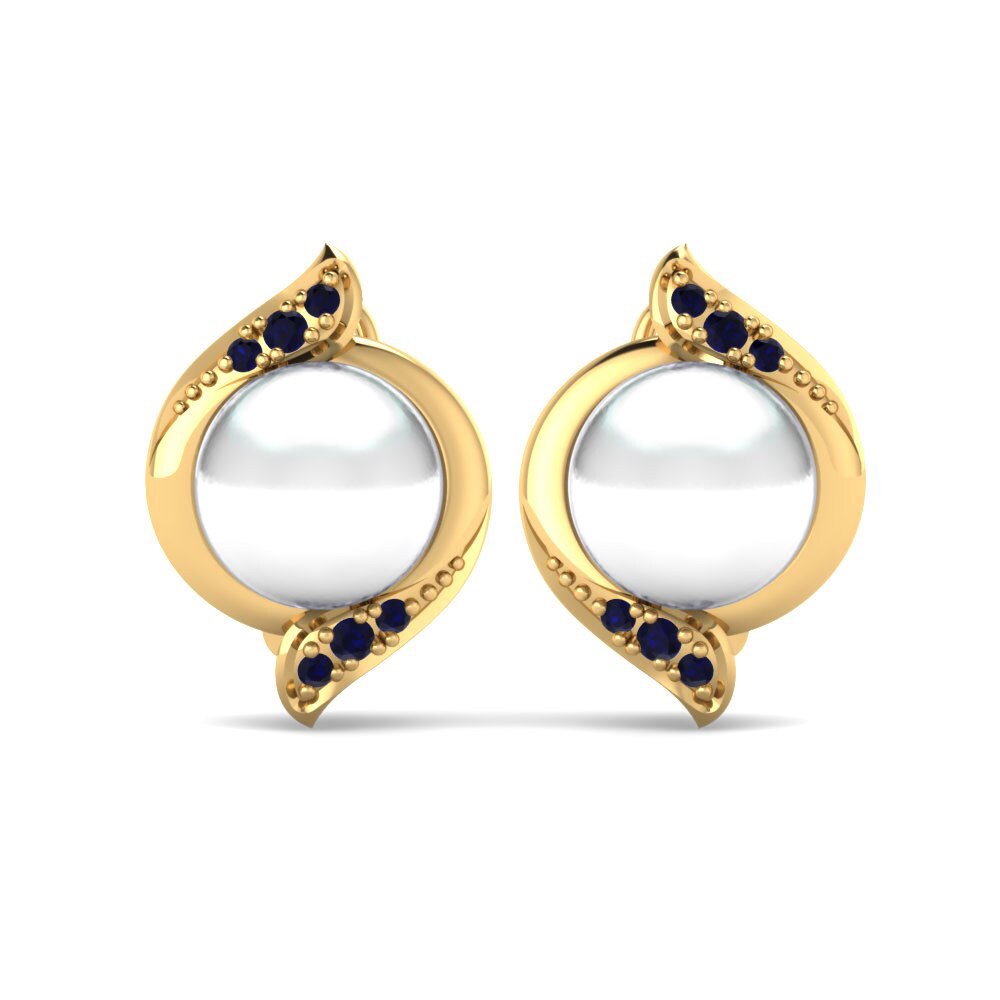14k Yellow Gold Sapphire Women's Earring Majori Ø8 mm