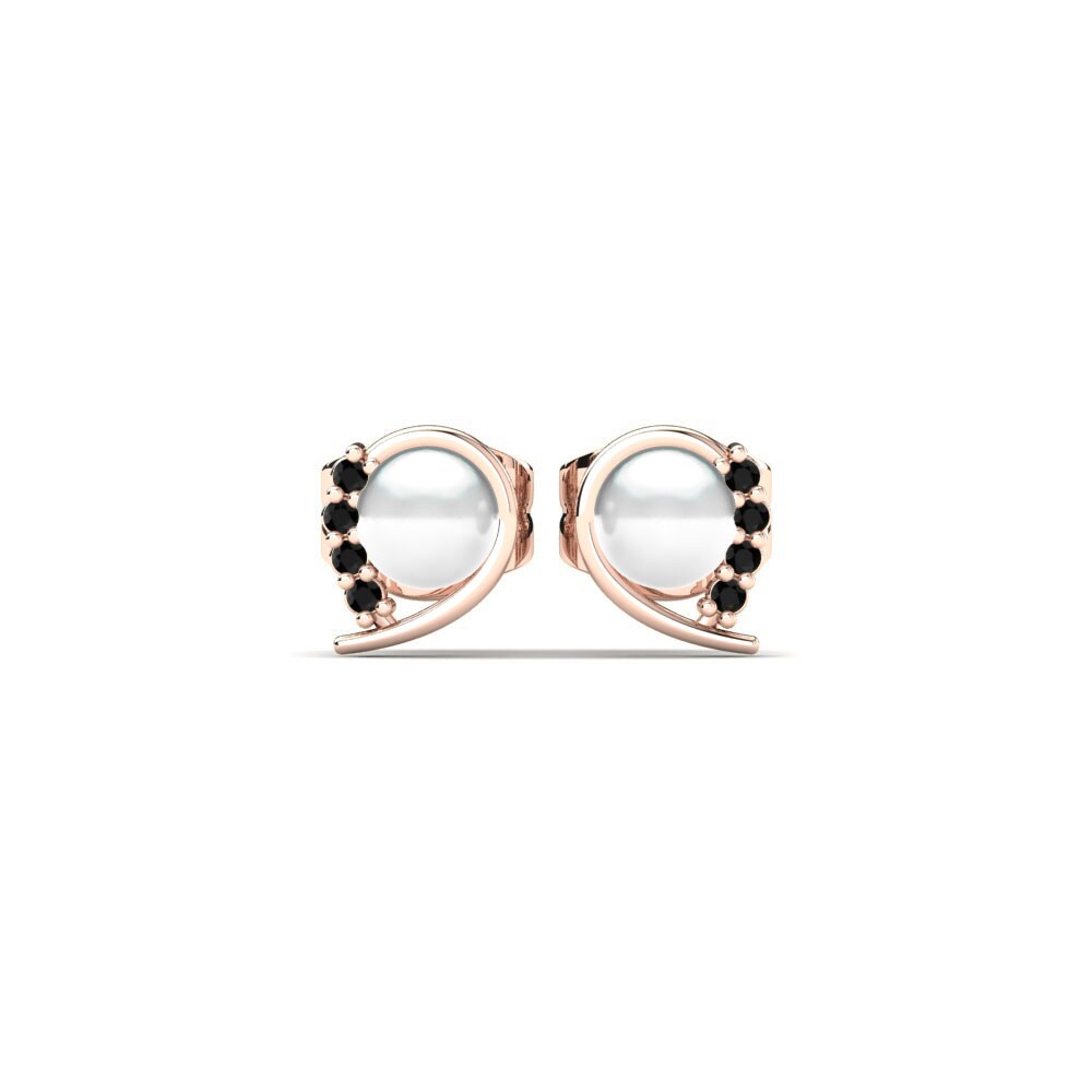 Rotgold 375 Schwarzer Onyx Damen ohrring Purisima Ø4 mm