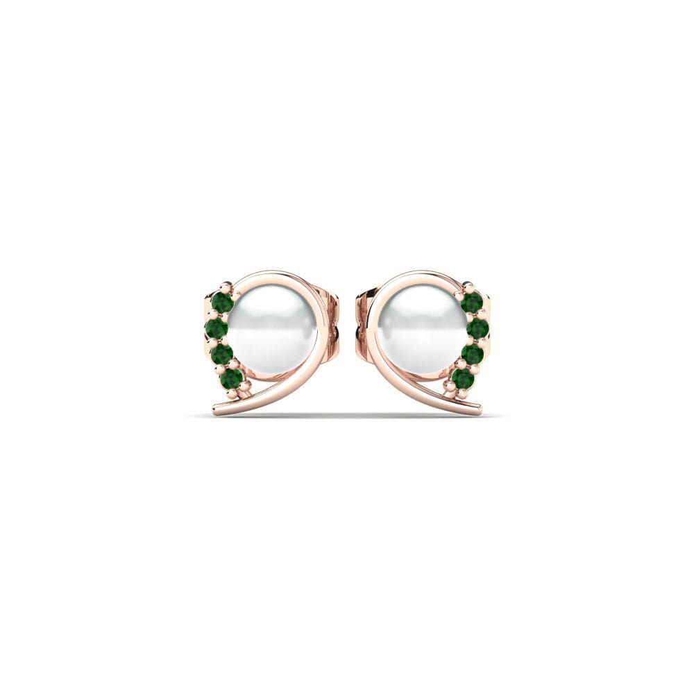 Rotgold 585 Grüner Zirkonia Damen ohrring Purisima Ø4 mm