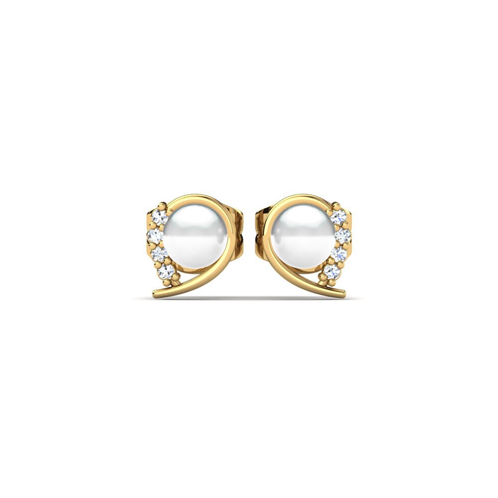 Gelbgold 750 Labor-gezüchteter Diamant Damen ohrring Purisima Ø4 mm