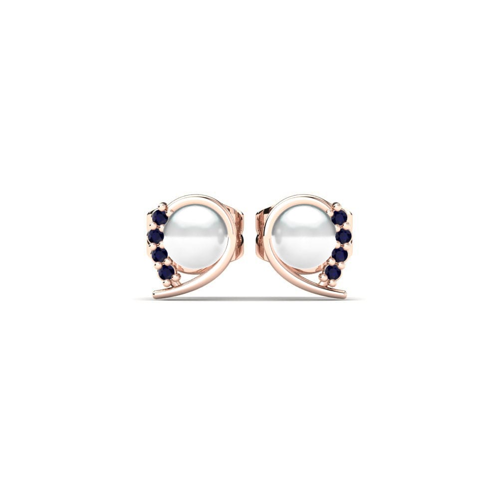Rotgold 750 Dunkelblauer Zirkonia Damen ohrring Purisima Ø4 mm