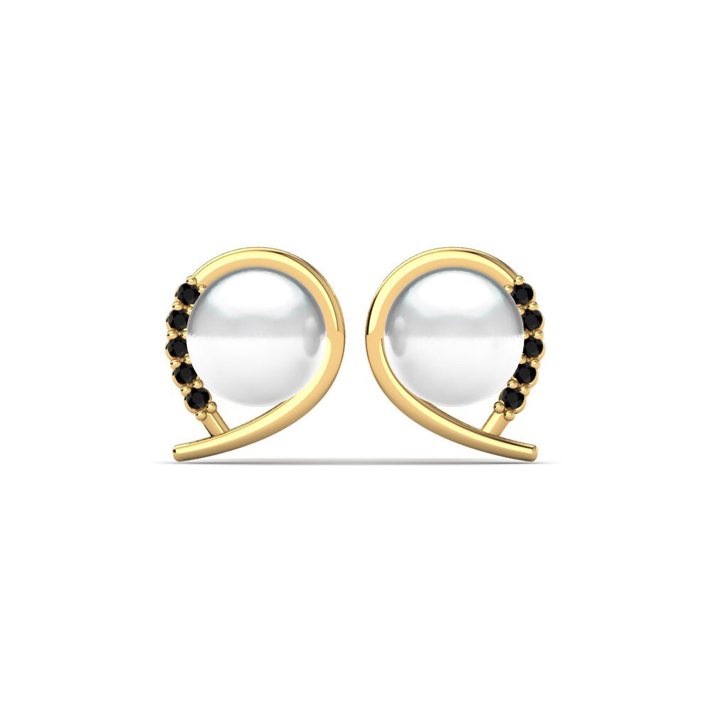 Gelbgold 375 Schwarzer Diamant Damen ohrring Purisima