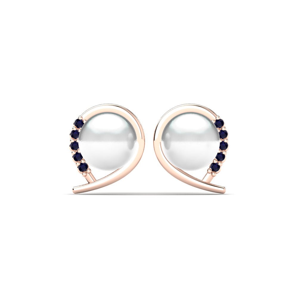 Rotgold 750 Dunkelblauer Zirkonia Damen ohrring Purisima
