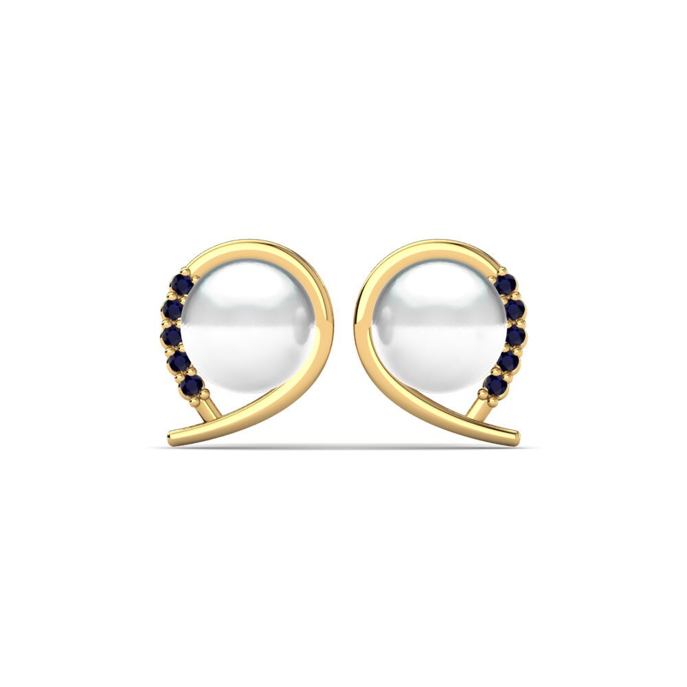 14k Yellow Gold Sapphire Women's Earring Purisima