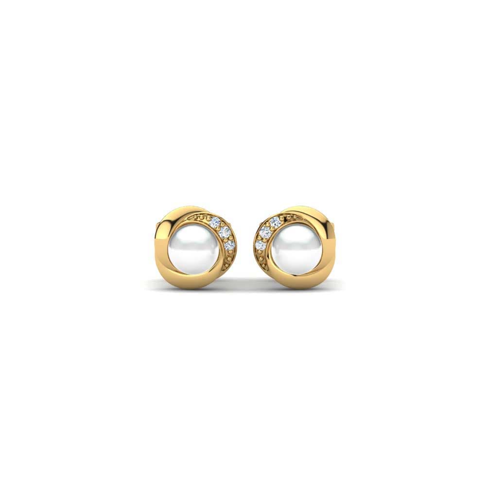 9ct Yellow Gold White sapphire Women's Earring Stelina Ø4 mm
