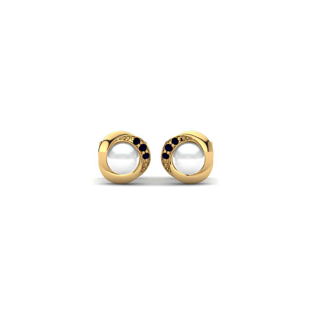 Gelbgold 375 Dunkelblauer Zirkonia Damen ohrring Stelina Ø4 mm