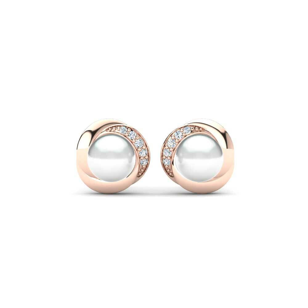 Pearl Pearl Earrings Stelina 585 Rose Gold Diamond