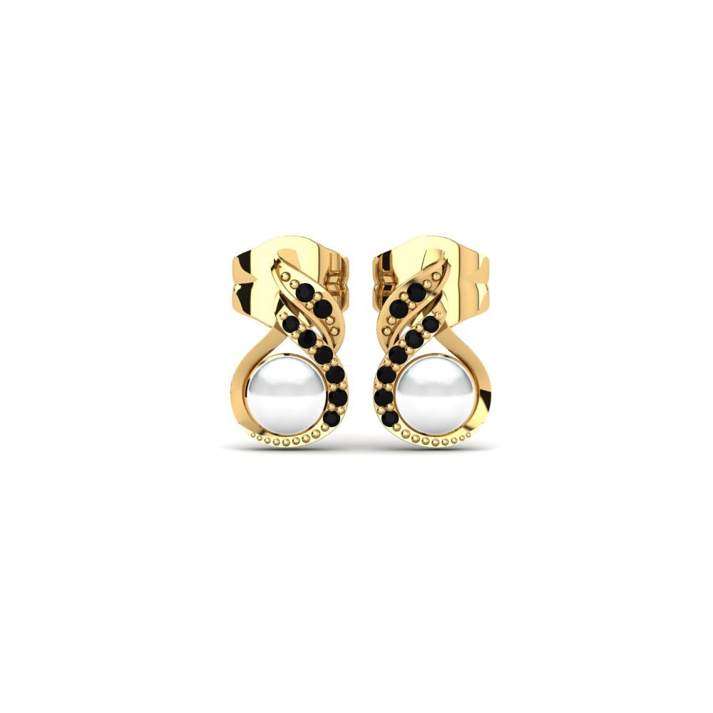 Gelbgold 375 Schwarzer Diamant Damen ohrring Novalie Ø4 mm
