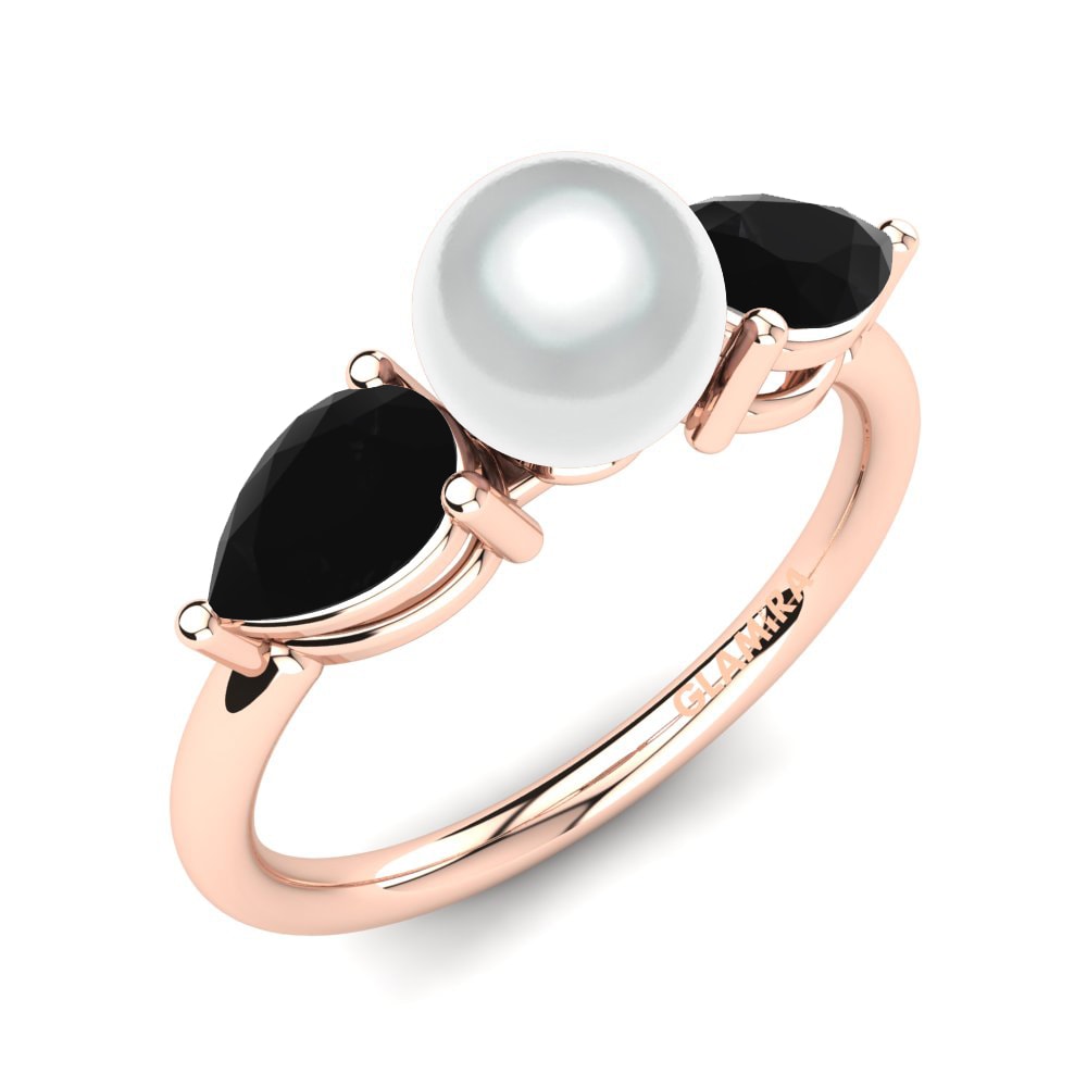 Oro Rosso 585 Diamante Nero Anello Laketria Ø6 mm