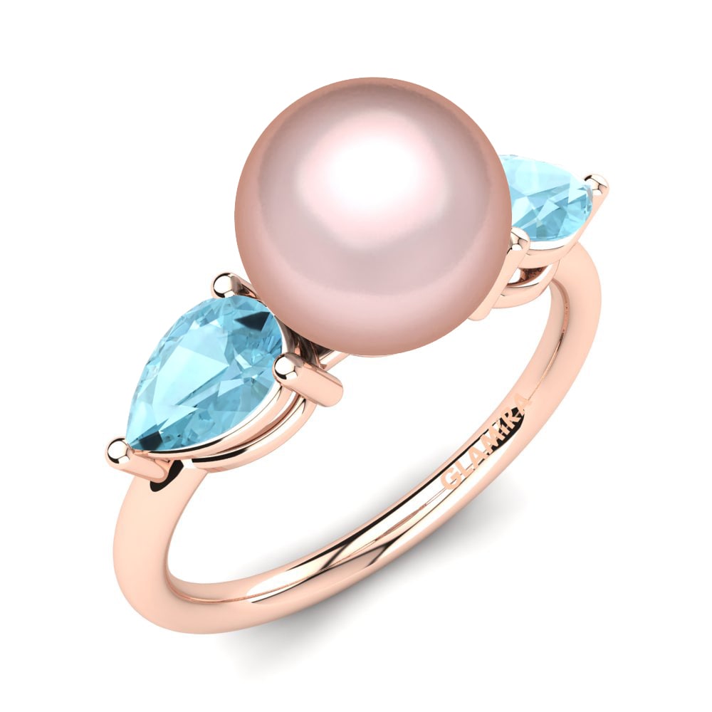 Rotgold 375 Aquamarin Ring Laketria Ø8 mm