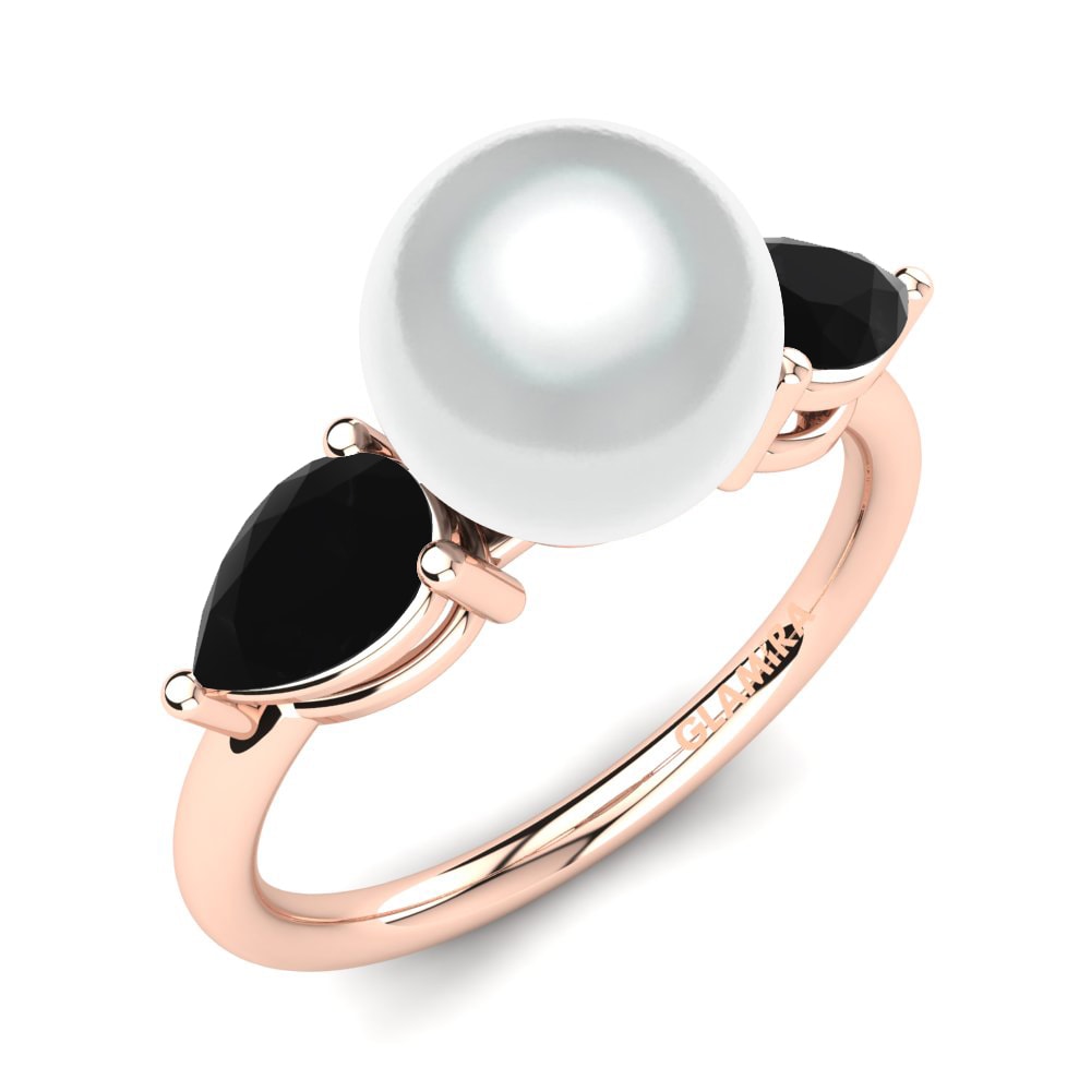 Oro Rosso 585 Diamante Nero Anello Laketria Ø8 mm