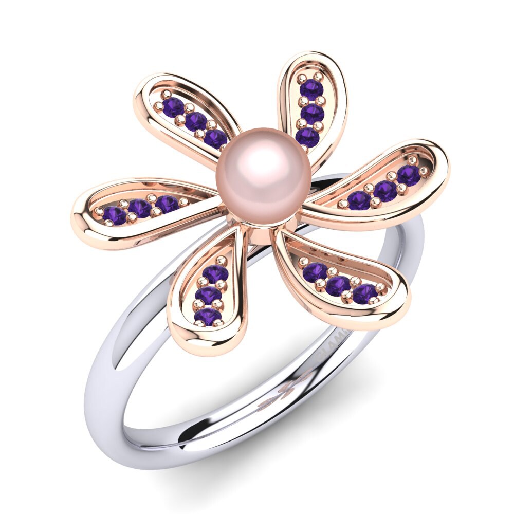 585 Rot & Weißgold Amethyst Ring Lorangelis Ø4 mm