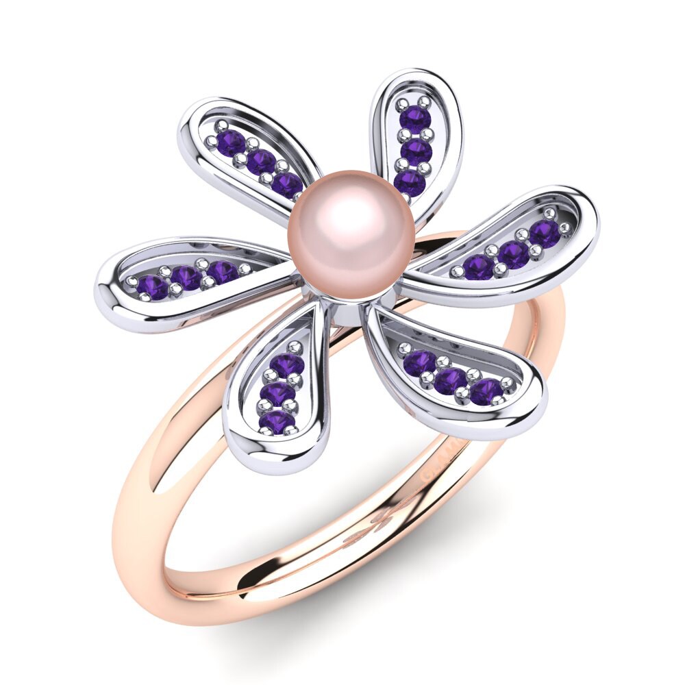 585 Weiß & Rotgold Amethyst Ring Lorangelis Ø4 mm
