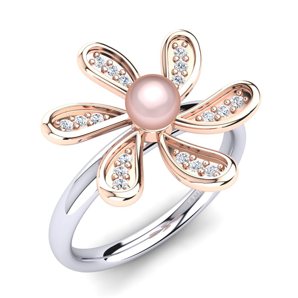 750 Rot & Weißgold Weißer Saphir Ring Lorangelis Ø4 mm