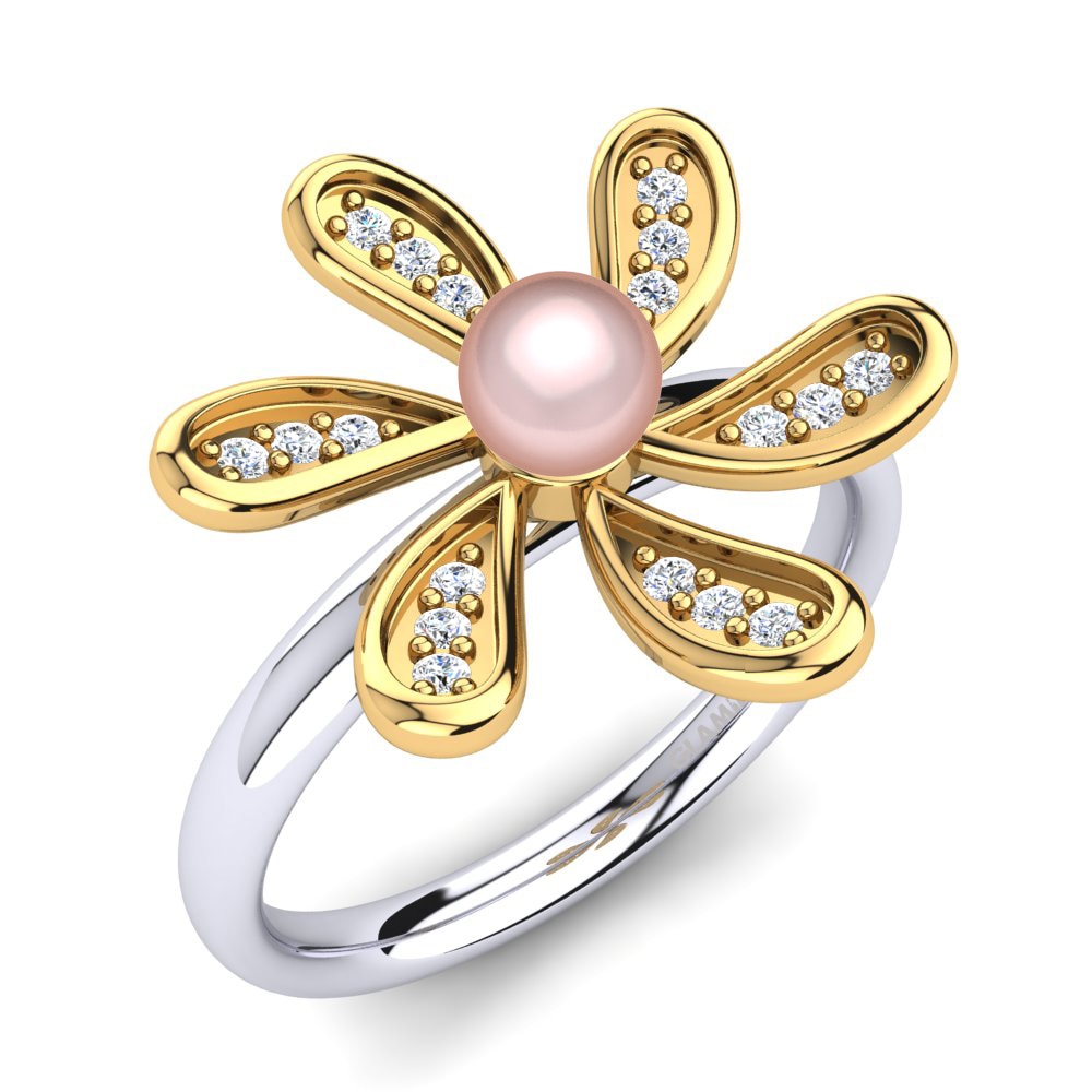 750 Gelb & Weißgold Zirkonia Ring Lorangelis Ø4 mm