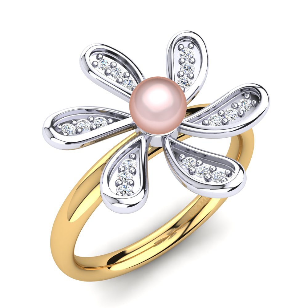 375 Weiß & Gelbgold Moissanit Ring Lorangelis Ø4 mm