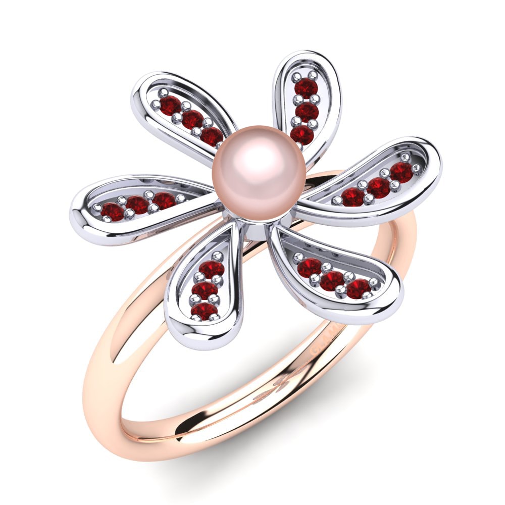 585 Weiß & Rotgold Roter Zirkonia Ring Lorangelis Ø4 mm