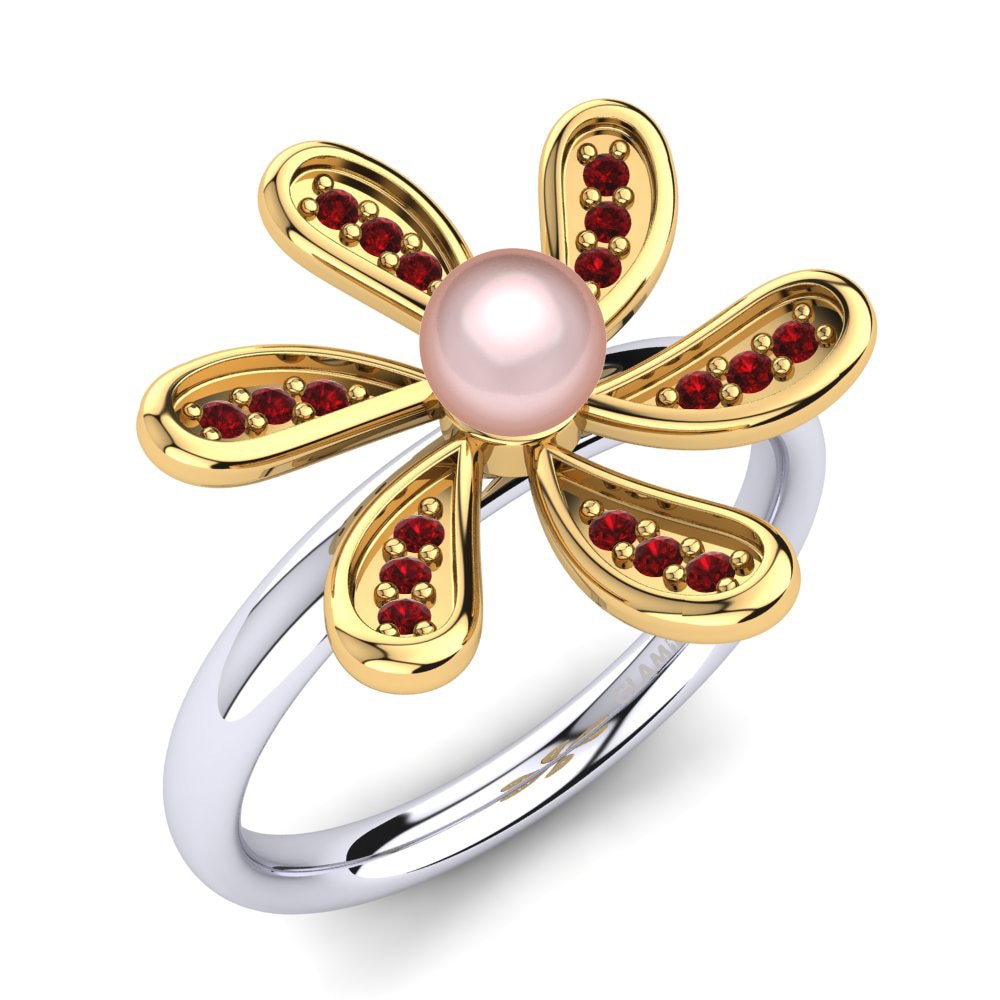 585 Gelb & Weißgold Rubin Ring Lorangelis Ø4 mm