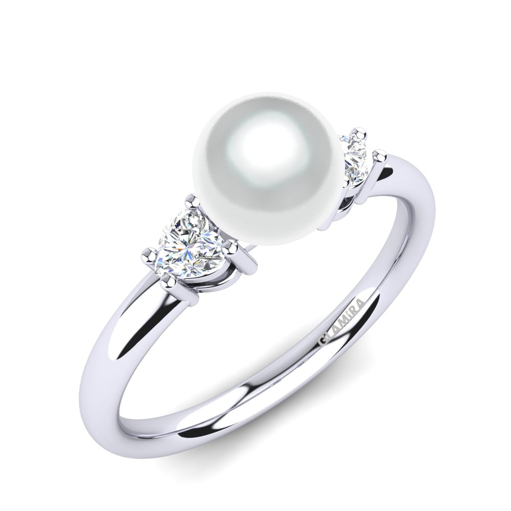 Pearl Rings Lorelye Ø6 Mm 585 White Gold Diamond