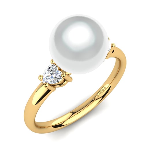 Anillo Lorelye Ø8 mm Oro Amarillo 585 & Diamante & Perla blanca